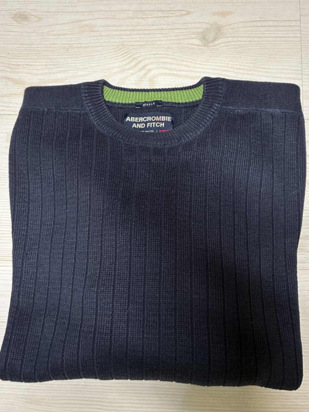 Vintage Abercrombie & Fitch Muscle Fit Ribbed Sweater Navy-Blue Men's XL - Picture 3 of 4